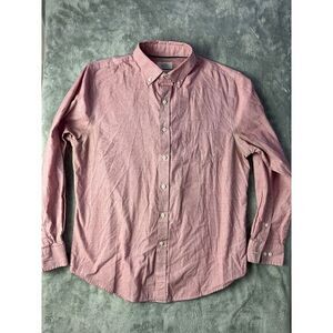 Croft Barrow Shirt Mens Medium Button Down Easy Care Red Long‎ Sleeve Casual